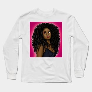 black woman with curls Long Sleeve T-Shirt